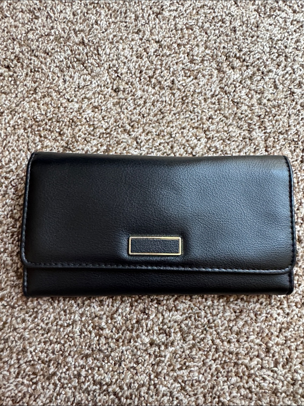 Black Leather Wallet with Gold Accent